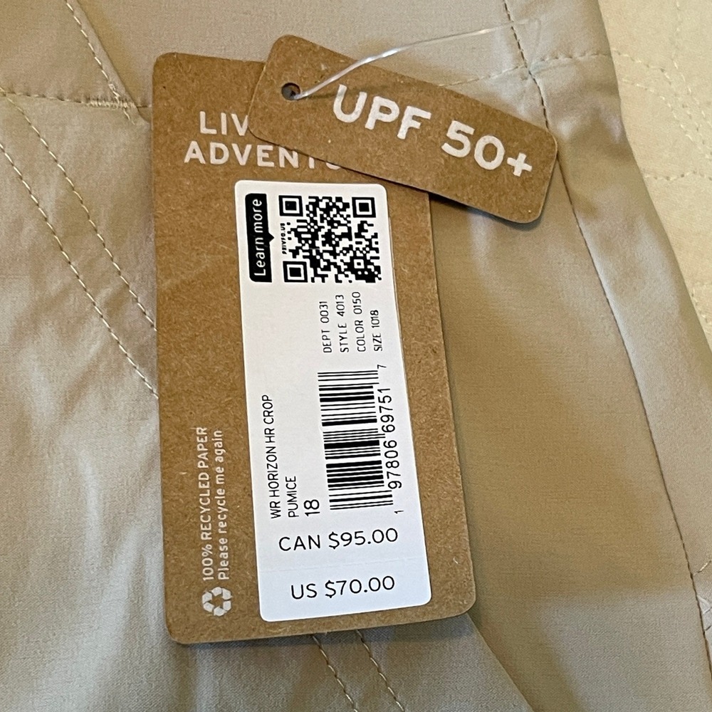 Eddie Bauer Women's WR Horizon High Rise Crop Pants Size 18 Pumice 50+UPF New - Picture 5 of 15